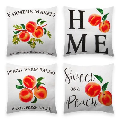 G128 18 x 18 In Spring Farmhouse Peach Home Waterproof Pillow Covers, Set of 4 Image 1