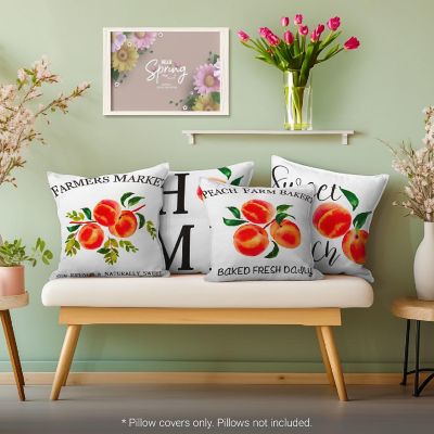 G128 18 x 18 In Spring Farmhouse Peach Home Waterproof Pillow Covers, Set of 4 Image 1