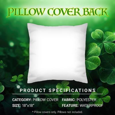 G128 18 x 18 In St Patrick&#8217;s Day Gnome Luck Shamrock Waterproof Pillow Covers, Set of 4 Image 3