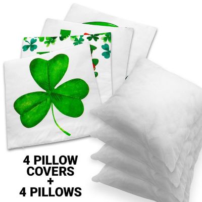 G128 18 x 18 In St Patrick&#8217;s Day Gnome Luck Shamrock Waterproof Pillow, Set of 4 Image 2