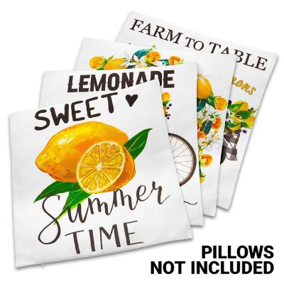 G128 18 x 18 In Summer Lemon Sweet Home Waterproof Throw Pillow Covers, Set of 4 Image 2