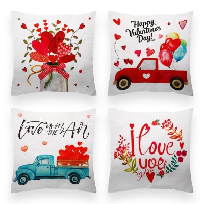 G128 18 x 18 In Valentine's Day Love Heart Waterproof Pillow Covers, Set of 4 Image 1