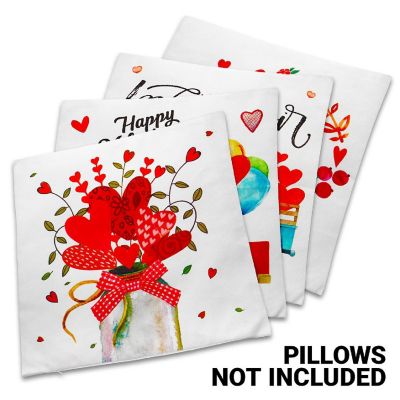 G128 18 x 18 In Valentine's Day Love Heart Waterproof Pillow Covers, Set of 4 Image 2