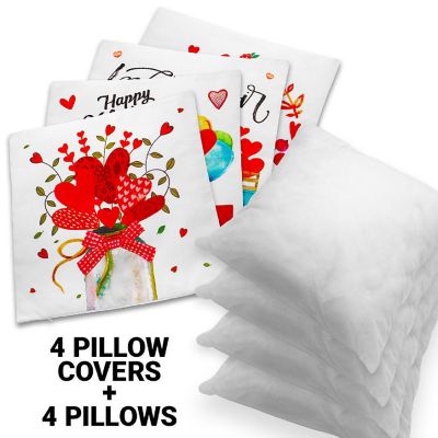 G128 18 x 18 In Valentine's Day Love Heart Waterproof Pillow, Set of 4 Image 2