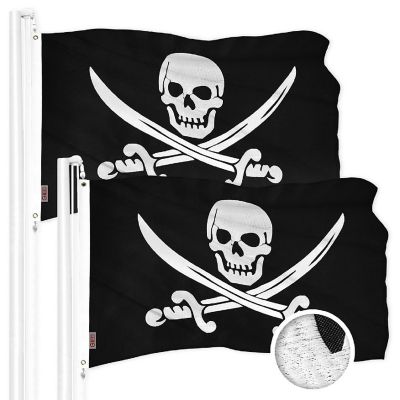 G128 1x1.5ft 2PK Pirate Jolly Roger Swords Embroidered 210D Polyester Flag Image 1