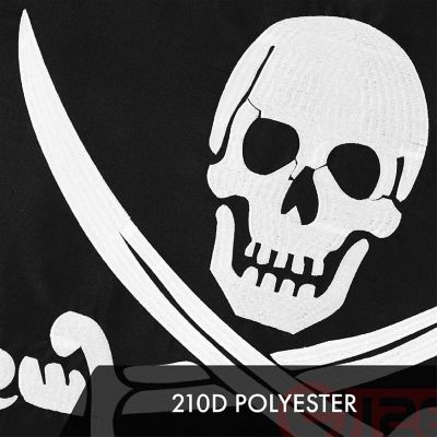 G128 1x1.5ft 2PK Pirate Jolly Roger Swords Embroidered 210D Polyester Flag Image 3