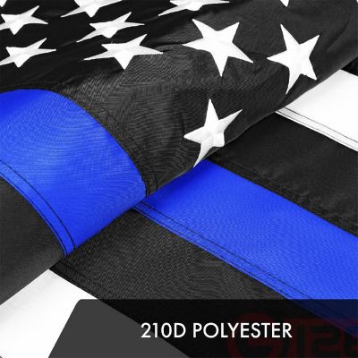 G128 1x1.5ft 2PK Thin Blue Embroidered 210D Polyester Flag Image 3