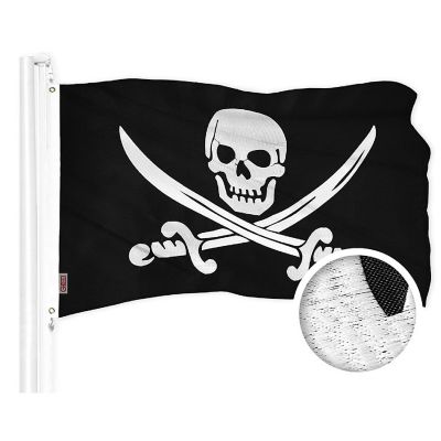 G128 1x1.5ft Combo USA & Pirate Jolly Roger Swords Embroidered 210D Polyester Flag Image 1