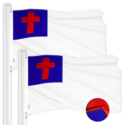 G128 2.5x4ft 2PK Christian Embroidered 210D Polyester Flag Image 1