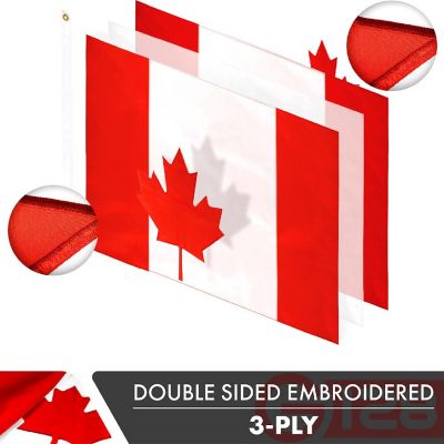 G128 2.5x4ft Combo USA Single Sided & Canada Embroidered Double Sided 210D Polyester Flag Image 2