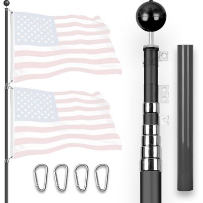 G128 20ft 1PK Black Telescoping Aluminum Flag Pole Image 1