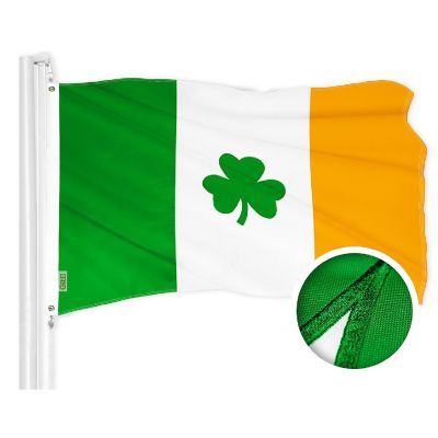 G128 2x3ft 1PK Ireland Shamrock Embroidered 210D Polyester Flag Image 1