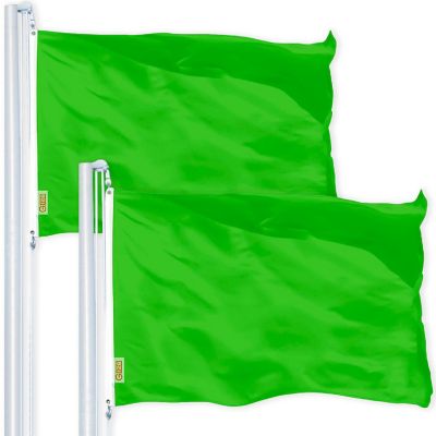 G128 2x3ft 2PK Solid Lime Green Printed 150D Polyester Flag Image 1