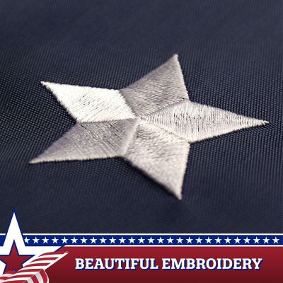 G128 3x3FT American Star-Center Embroidered Polyester Quarter Fan Flag Bunting Image 2