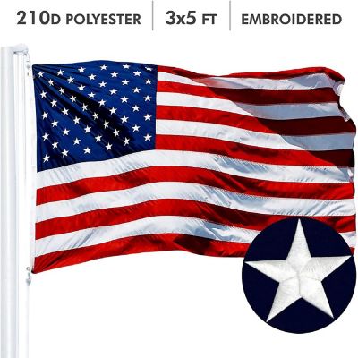 G128 3X5 Ft American Flag And Thin Blue Red Flag, Both Embroidered Polyester Image 1