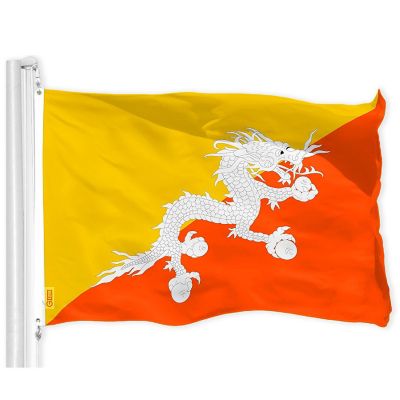 G128 3x5 Ft Printed 150D Polyester Bhutan Flag Image 1