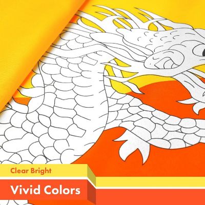 G128 3x5 Ft Printed 150D Polyester Bhutan Flag Image 2