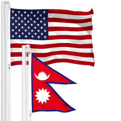 G128 3x5 Ft Printed 150D Polyester Nepal Flag and USA Flag Image 1