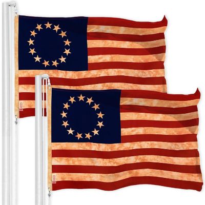 G128 3x5ft 2PK Betsy Ross Tea Stained 300D Polyester Flag Image 1
