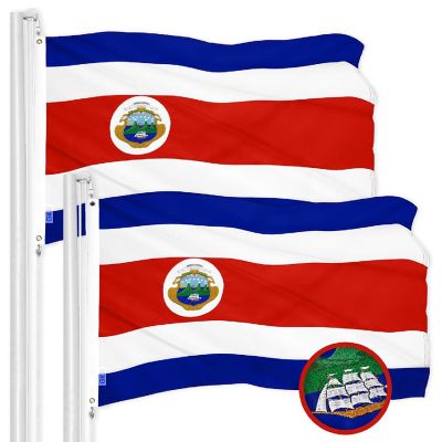 G128 3x5ft 2PK Costa Rica Embroidered 300D Polyester Brass Grommets Flag Image 1
