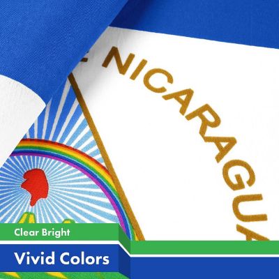 G128 3x5ft 2PK Nicaragua 150D Polyester Flag Image 2