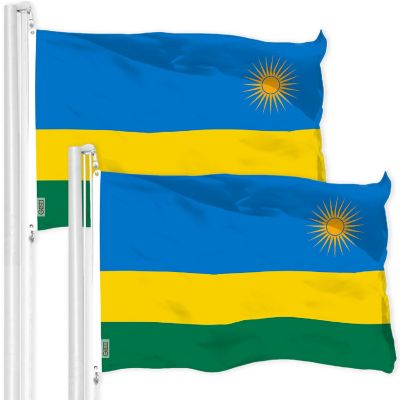 G128 3x5ft 2PK Rwanda 150D Polyester Flag Image 1