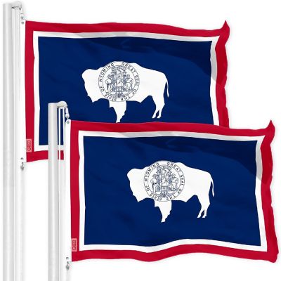 G128 3x5ft 2PK Wyoming 150D Polyester Flag Image 1