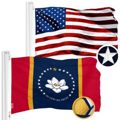 G128 3x5ft Combo American & Mississippi 2020 Version Embroidered 300D Polyester Brass Grommets Flag Image 1