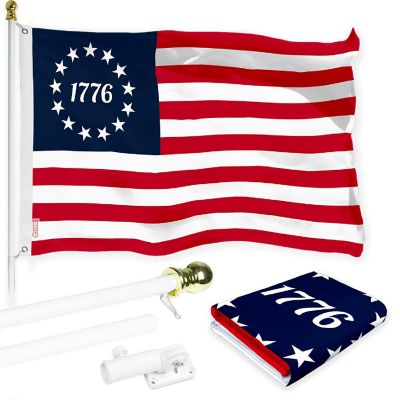G128 3x5ft Combo Flagpole Betsy Ross 1776 Circle Printed 150D Polyester Brass Grommets Flag Image 1