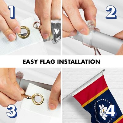 G128 3x5ft Combo Silver Flagpole Mississippi 2020 Version Embroidered 300D Polyester Brass Grommets Flag Image 3