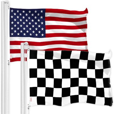 G128 3X5Ft Combo Usa &amp; Checkered Flag Printed 150D Polyester Flag Image 1