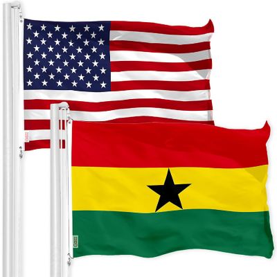 G128 3x5ft Combo USA &amp; Ghana Printed 150D Polyester Flag Image 1