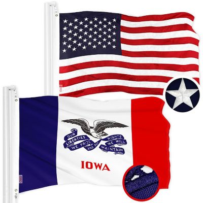 G128 3x5ft Combo USA & Iowa 2019 Version Embroidered 210D Polyester Flag Image 1