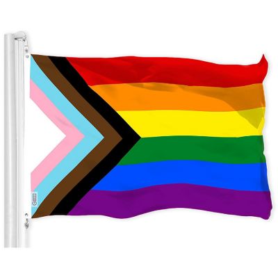 G128 3x5ft Combo USA &amp; LGBT Rainbow Pride Progress Printed 150D Polyester Flag Image 1