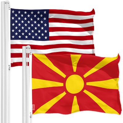 G128 3x5ft Combo USA & Macedonia Printed 150D Polyester Flag Image 1