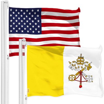 G128 3X5Ft Combo Usa &amp; Vatican Printed 150D Polyester Flag Image 1