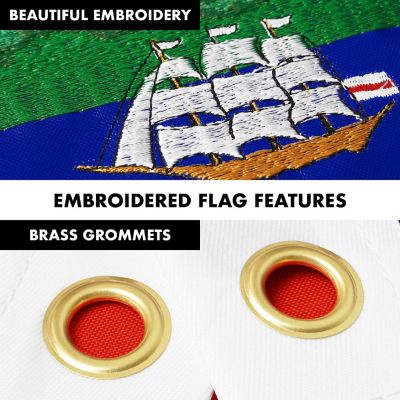 G128 3x5ft Combo White Flagpole Costa Rica Embroidered 300D Polyester Brass Grommets Flag Image 2