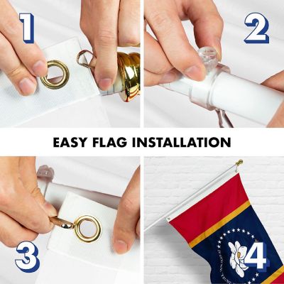 G128 3x5ft Combo White Flagpole Mississippi 2020 Version Embroidered 300D Polyester Brass Grommets Flag Image 3