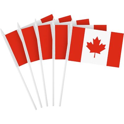 G128 4x6 Inches 12PK Canada Printed 150D Polyester Handheld Stick Flag Image 1