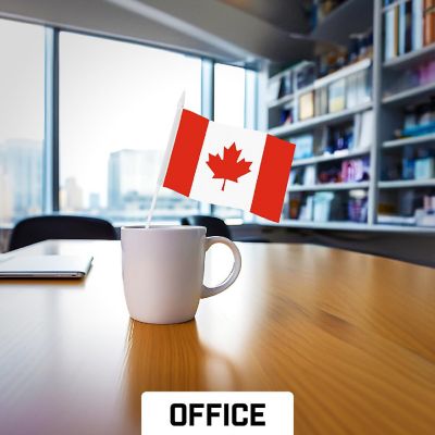 G128 4x6 Inches 12PK Canada Printed 150D Polyester Handheld Stick Flag Image 2