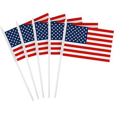 G128 4x6 Inches 12PK Printed 150D Polyester Handheld Stick Flag Image 1