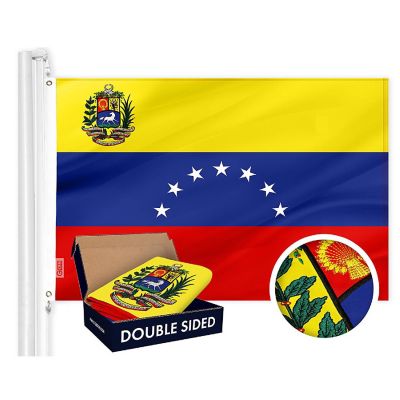 G128 4x6ft Combo USA Single Sided & Venezuela 7 Stars Embroidered Double Sided 210D Polyester Flag Image 1
