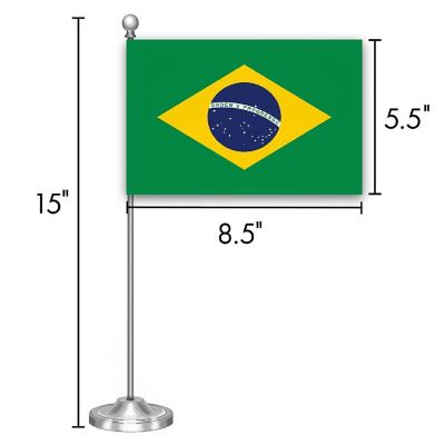 G128 5.5x8.25 Inches 1PK Brazil Printed 300D Polyester Desk Flag Image 3