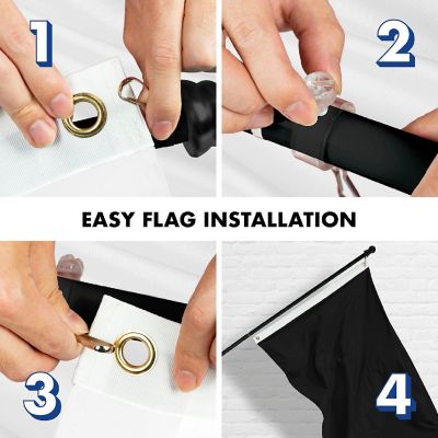 G128 5ft Black Flagpole &amp; 2.5x4ft Solid Black Printed 150D Polyester Flag Image 3