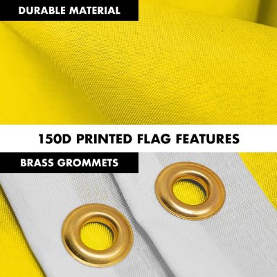 G128 5Ft Black Flagpole &amp; 2.5X4Ft Solid Yellow Printed 150D Polyester Flag Image 2
