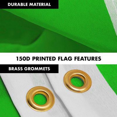 G128 5Ft Silver Flagpole &amp; 2.5X4Ft Solid Lime Green Printed 150D Polyester Flag Image 2