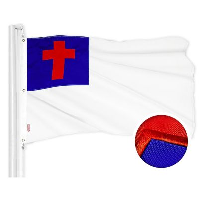 G128 5x8ft Combo USA & Christian Embroidered 210D Polyester Flag Image 1