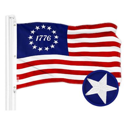 G128 6x10ft Combo USA & Betsy Ross 1776 Circle Embroidered 210D Polyester Flag Image 1