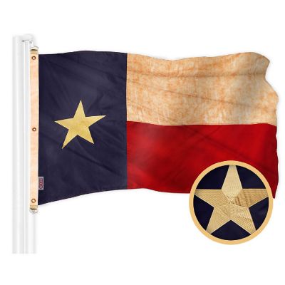 G128 6x10ft Combo USA & Texas Tea-Stained Embroidered 420D Polyester Flag Image 1