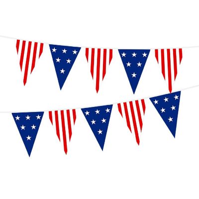 G128 7X8 In Flags On 9.8 Ft String, Printed Usa Star And Stripe Pennant String Flag Image 1